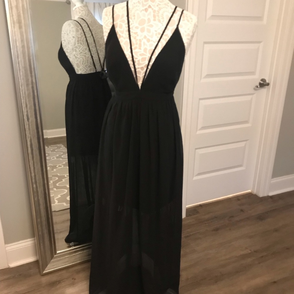 Hyfve size large black maxi dress.